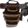 Style n Craft 4-Piece and 22-Pocket Pro Framer’s Combo, Tool Belt with 2 Tool Pouches, a 4-Pocket Multi-Tool Holder, and 1 Leather Hammer Loop, Full-Grain Leather Carpenter Tool Belt, Dark Tan (98454)
