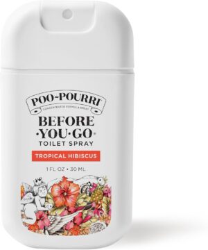 Poo-Pourri Tropical Hibiscus Pocket Before-You-Go Air & Toilet Spray - Instantly Trap Bathroom Odor - Plant Based Ingredients & Essential Oils - Travel Essentials, with Hibiscus Apricot & Citrus Scent