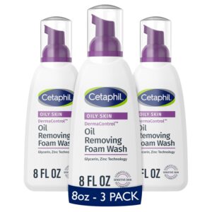 Cetaphil Pro Oil Removing Foam Wash, Foaming Facial Cleanser, Fragrance Free Formula Suitable for Sensitive Skin, 8 Fluid Ounce (Pack of 3)