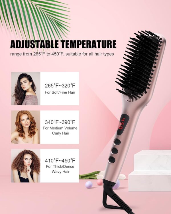 MEGAWISE Pro Ceramic Ionic Hair Straightener Brush for Home Salon | MCH Fast 20s Heating Tech with Auto-Off Safety | Anti-Scald with Universal Dual Voltage | Rotatable Power Cord