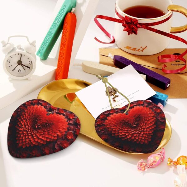 Christmas Ceramic Heart Pendant Decoration for Tree Hanging in Festive Season Valentine's Day red Heart Flower Prints