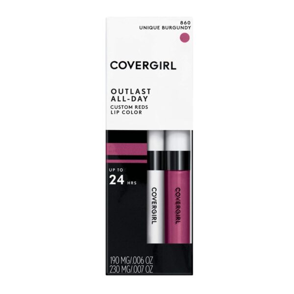 COVERGIRL Outlast All-Day Lip Color Custom Reds, Unique Burgundy , 2 Piece Set