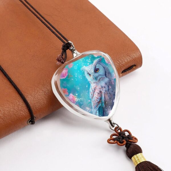 Owl Animal Car Pendant Crystal Car Rearview Mirror Charms Hanging Ornaments Love