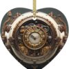 Christmas Ceramic Heart Pendant Decoration for Tree Hanging in Festive Season Steampunk Clock Prints