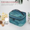 The Blue Sea Makeup Bag, Cosmetic Organizer Case Large Portable Capacity Make Up Bags Women Travel Toiletry Bags with Handle And Divider