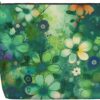 Linen Makeup Bag For Women, Waterproof Travel Cosmetic Organizer Lightweight Zipper Travel Toiletry Bag Organizer Abstract Seasonal Green Floral Makeup Brushes Storage Bag