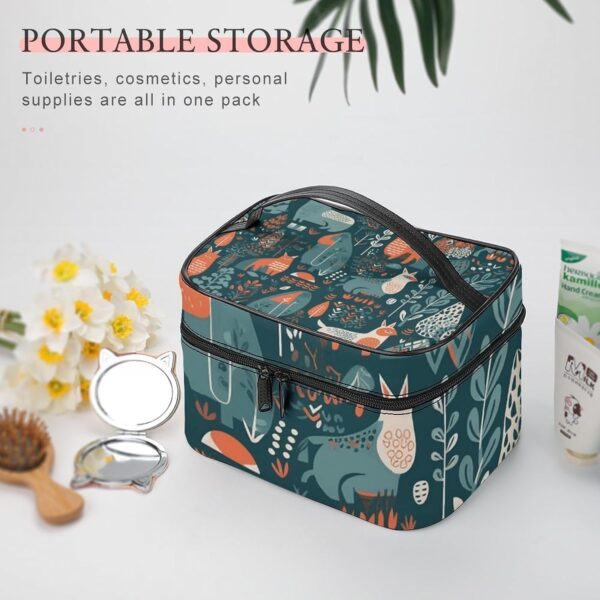 Scandinavian Animals Makeup Bag, Cosmetic Organizer Case Large Portable Capacity Make Up Bags Women Travel Toiletry Bags with Handle And Divider
