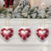 Christmas Ceramic Heart Pendant Decoration for Tree Hanging in Festive Season Romantic Heart Prints