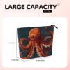 Linen Makeup Bag For Women, Waterproof Travel Cosmetic Organizer Lightweight Zipper Travel Toiletry Bag Organizer Animal Octopus Makeup Brushes Storage Bag