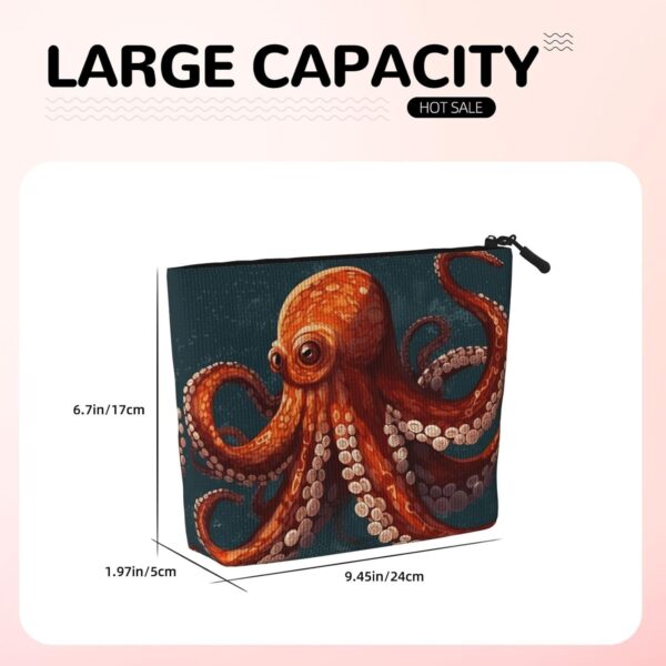 Linen Makeup Bag For Women, Waterproof Travel Cosmetic Organizer Lightweight Zipper Travel Toiletry Bag Organizer Animal Octopus Makeup Brushes Storage Bag