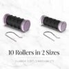 Remington Compact Ceramic Dual Voltage Hot Rollers for Long and Short Hair, Hair Setters, Hair Curlers, 1-1 ¼" Purple/Black, 10 Piece Set