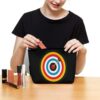 Archery Bullseye Target Sports Travel Cosmetic Bag PU Leather Makeup Bag Toiletry Bag Portable Pouch Makeup Organizer Case