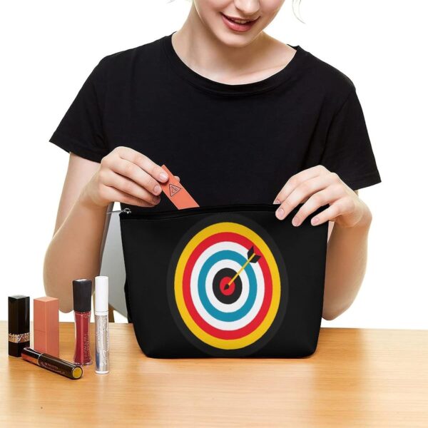 Archery Bullseye Target Sports Travel Cosmetic Bag PU Leather Makeup Bag Toiletry Bag Portable Pouch Makeup Organizer Case