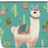 Linen Makeup Bag For Women, Waterproof Travel Cosmetic Organizer Lightweight Zipper Travel Toiletry Bag Organizer Alpaca Cactus Makeup Brushes Storage Bag