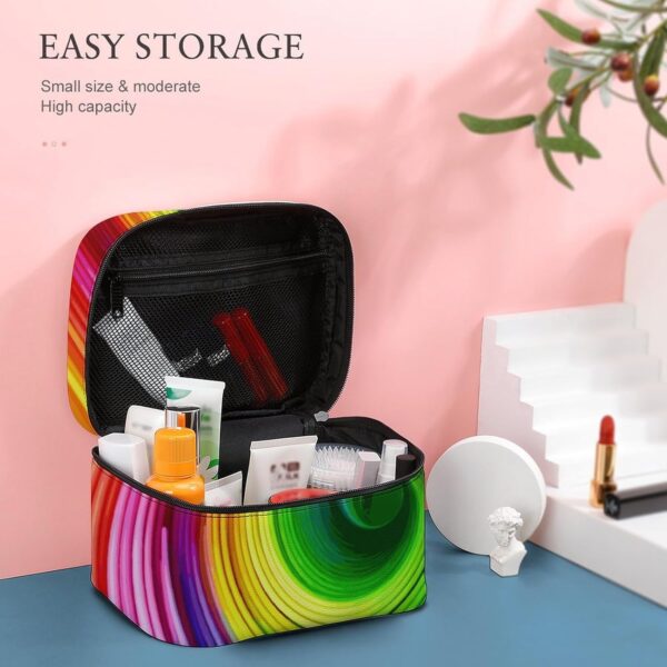 Rainbow Spiral Makeup Bag, Cosmetic Organizer Case Large Portable Capacity Make Up Bags Women Travel Toiletry Bags with Handle And Divider
