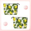 Linen Makeup Bag For Women, Waterproof Travel Cosmetic Organizer Lightweight Zipper Travel Toiletry Bag Organizer Yellow Fresh Lemons Makeup Brushes Storage Bag