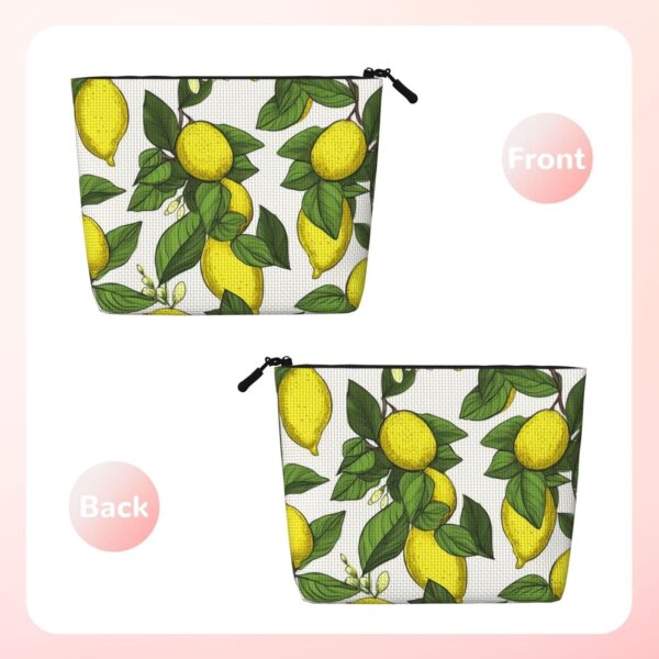 Linen Makeup Bag For Women, Waterproof Travel Cosmetic Organizer Lightweight Zipper Travel Toiletry Bag Organizer Yellow Fresh Lemons Makeup Brushes Storage Bag