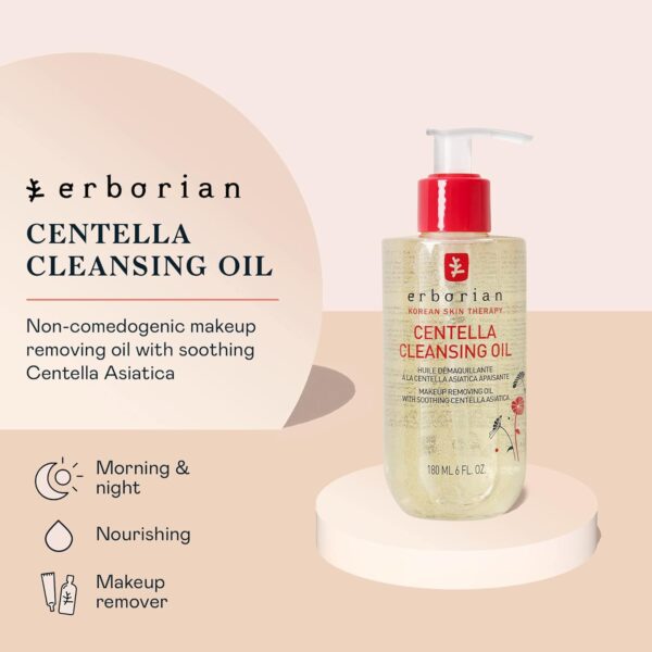 Erborian - Cleansing Oil - Facial Makeup Remover with Hydrating & Soothing Centella Asiatica Extract - Waterproof Purifying Cleanser Removes Excess Sebum & Impurities - Korean Skincare - 6 fl. oz