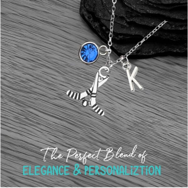 Personalized Hockey Necklace with Letter Charm, Hockey Jewelry, Hockey Gifts, Ice Hockey Charm Necklace, for Women, Teen & Girl Hockey Players