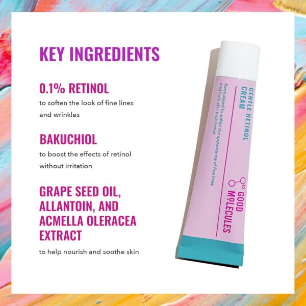 Good Molecules Gentle Retinol Cream - Retinol Night Cream for Collagen Production, Skin Tightening Recipe with Bakuchiol, Anti-Aging Skin Care For Face