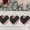Christmas Ceramic Heart Pendant Decoration for Tree Hanging in Festive Season Black Rose Gold Marble Prints