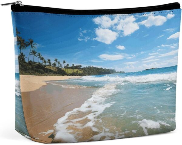 Makeup Bag for Women Cosmetic Bags Clear Sky Wave Beach Travel Toiletry Bag Cute Zipper Make Up Bags Large Capacity Makeup Case Organizer Portable Makeup Pouch for Travelling Gift