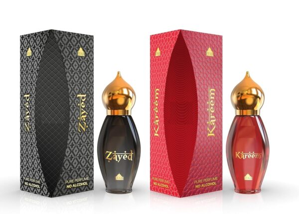 A.r.o - c.h.e.m. Taj Edition Attar Combo Pack of ZAYED and KAREEM (9ml Each) | Pure Attar Perfume | No Alcohol Unisex Perfume Roll-On For Men And Women