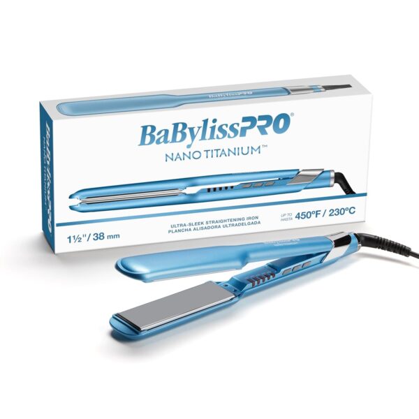BabylissPRO Nano Titanium Ultra-Sleek Hair Straightener, Flat Iron for All Hair Types