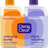 Clean & Clear 2-Pack Oil-Free Facial Cleansers with Citrus Scent, Morning Burst and Night Relaxing, 16 oz