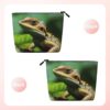Linen Makeup Bag For Women, Waterproof Travel Cosmetic Organizer Lightweight Zipper Travel Toiletry Bag Organizer Animal Lizard Makeup Brushes Storage Bag