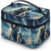 Two Polar Bears Makeup Bag, Cosmetic Organizer Case Large Portable Capacity Make Up Bags Women Travel Toiletry Bags with Handle And Divider
