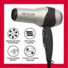 REVLON Turbo Hair Dryer with Advanced Ionic Technology, Ceramic Coating | Turbo Heat and Cold Shot Features, 1875 Watts for Fast Drying and Shine (Silver)