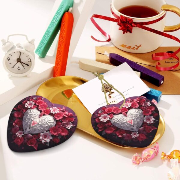 Christmas Ceramic Heart Pendant Decoration for Tree Hanging in Festive Season Valentine's Day Love Heart Prints