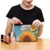 Goodlooking Hello Nice Sunshines Makeup Bag for Women Portable Travel Toiletry Pouch, PU Leather Cosmetic Bag with Zipper