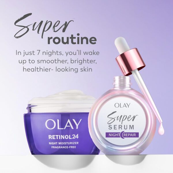 Olay Super Serum Night Repair, Fragrance-Free - Niacinamide, Peptide, Salicylic & Lactic Acid, Glycerin ​- 5-in-1 Skin Care Benefits - Hydrating, Evens Tone, Reduces Dark Spots, Anti-Aging, 1.0 Oz