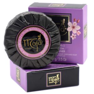 Maja Plum Blossom Soap, Perfumed Soap, Round and Luxurious Soap to Clean and Moisturize your skin, Leaves Skin Beautifully Scented and Soft, 2-Pack of 3.5 Oz, Bar Soaps …