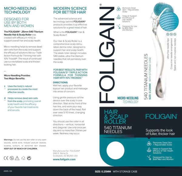 Foligain Hair & Scalp Derma Micro-Needling Roller, Hair Loss Treatment
