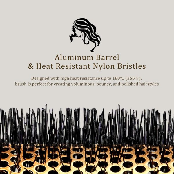 Round Hair Brush for Blow Drying, Aluminium Curly Hair Brush, Hairbrushes for Women Professional Curling, Straightening, Add Volume and Shine (1.7 inch Barrel, 2.5 inch with Bristles)