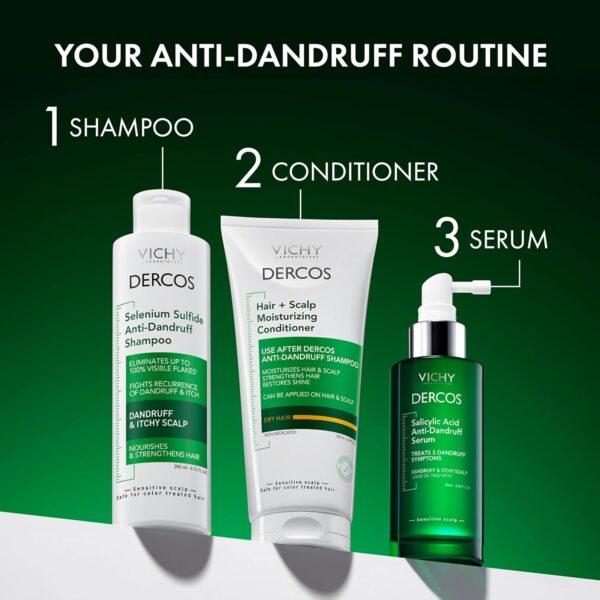Dercos Salicylic Acid Anti-Dandruff Treatment, Scalp Treatment Targets Dandruff Symptoms & Leaves Head Feeling Hydrated & Soothed, Serum Provides Flake & Itch Relief, 3 Fl. Oz.