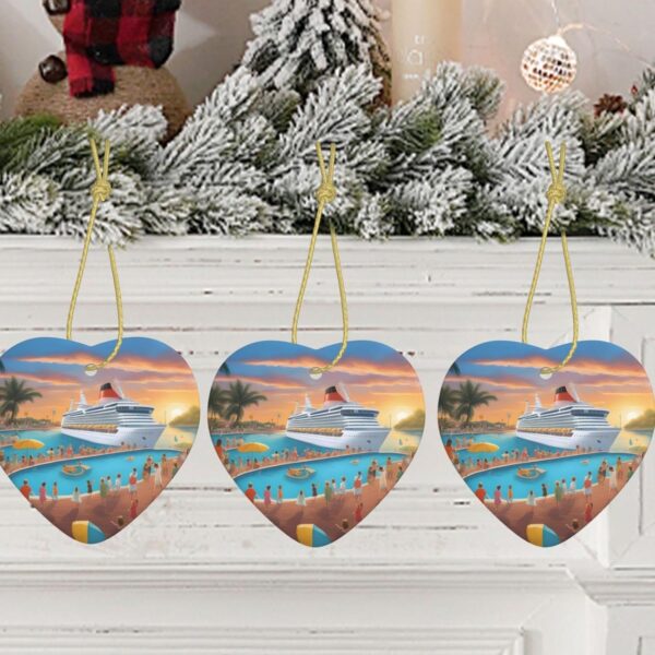 Christmas Ceramic Heart Pendant Decoration for Tree Hanging in Festive Season Pool Party Cruise Ship Prints
