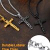 U7 Men Crucifix Cross Pendant with Chain Baptism Christian Jewelry Stainless Steel/18K Gold Antique Jesus Necklace, Gift Packed,Length 22"