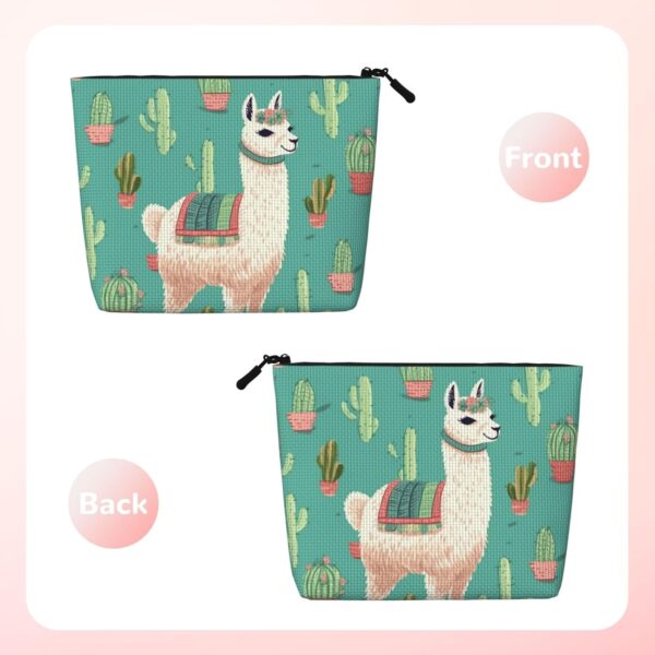 Linen Makeup Bag For Women, Waterproof Travel Cosmetic Organizer Lightweight Zipper Travel Toiletry Bag Organizer Alpaca Cactus Makeup Brushes Storage Bag