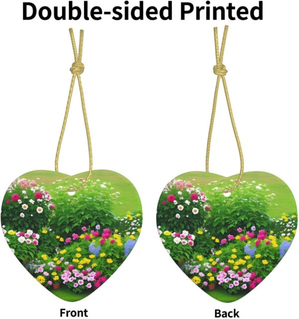 Christmas Ceramic Heart Pendant Decoration for Tree Hanging in Festive Season Flowers and Plants Prints