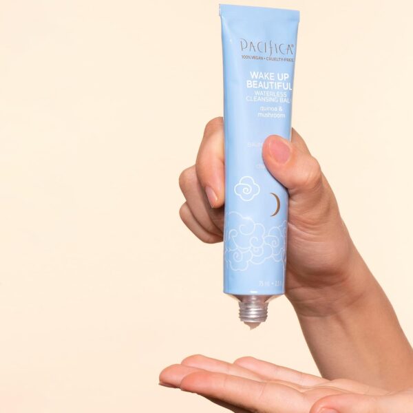 Pacifica Wake Up Beautiful Cleansing Balm & Makeup Remover - 2-in-1 Waterless Face Cleanser for Dry & Sensitive Skin, Hydrating No-Rinse Balm Dissolves Stubborn Makeup, 2.5oz