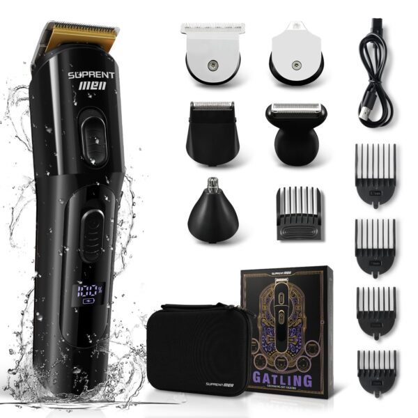 SUPRENT Hair Trimmer for Men- 16 Pieces Mens Grooming Kit with Electric Hair Trimmer, Mustache Body Face Mens Grooming Kit,IPX7 Waterproof, Premium Gift, Suitable for Hair, Nose and Ear