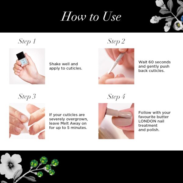 butter LONDON Cuticle Remover Liquid, Melt Away - Cuticle Softener Oil Exfoliator Gently Removes Dry & Overgrown Skin - Nail Care for Clean & Healthy-Looking Nails, Home Manicure & Pedicure