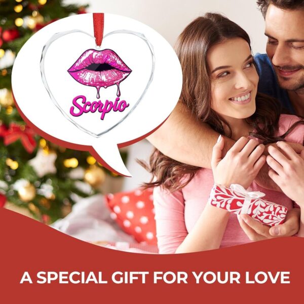 Scorpio Zodiac Birthday Pink Lips Christmas Ornament Glass Hanging Pendant Heart Crystal Christmas Trees Decoration