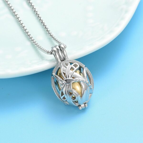 Customized Memorial Cremation Hollow Urn Pendant for Pet Dog Ashes Stainless Steel Woman's Keepsake Jewelry-B