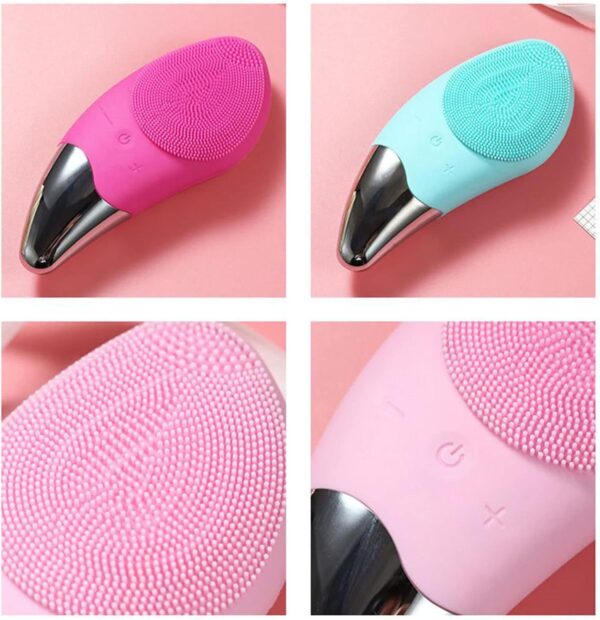 USB Rechargeable Silicone Facial Cleansing Brush, 6- Sonic Skin Care and Exfoliation, Achieve Better Skin Products Absorption - Red(Green)