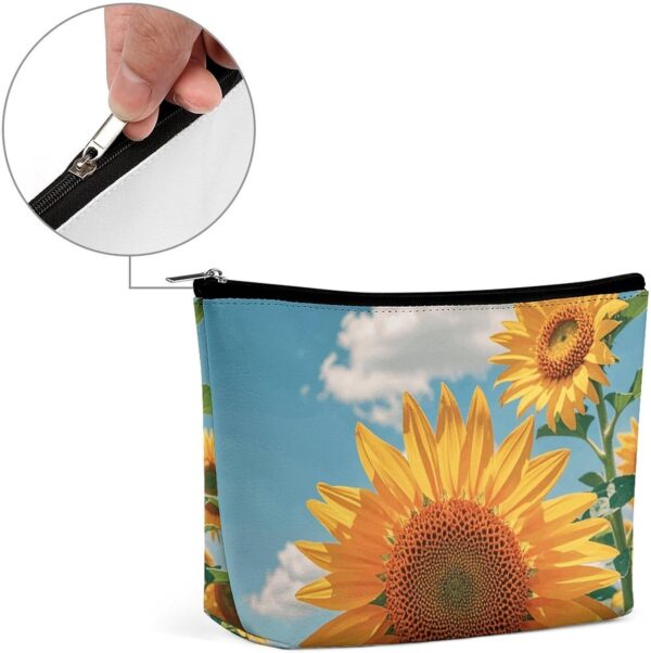 Goodlooking Hello Nice Sunshines Makeup Bag for Women Portable Travel Toiletry Pouch, PU Leather Cosmetic Bag with Zipper